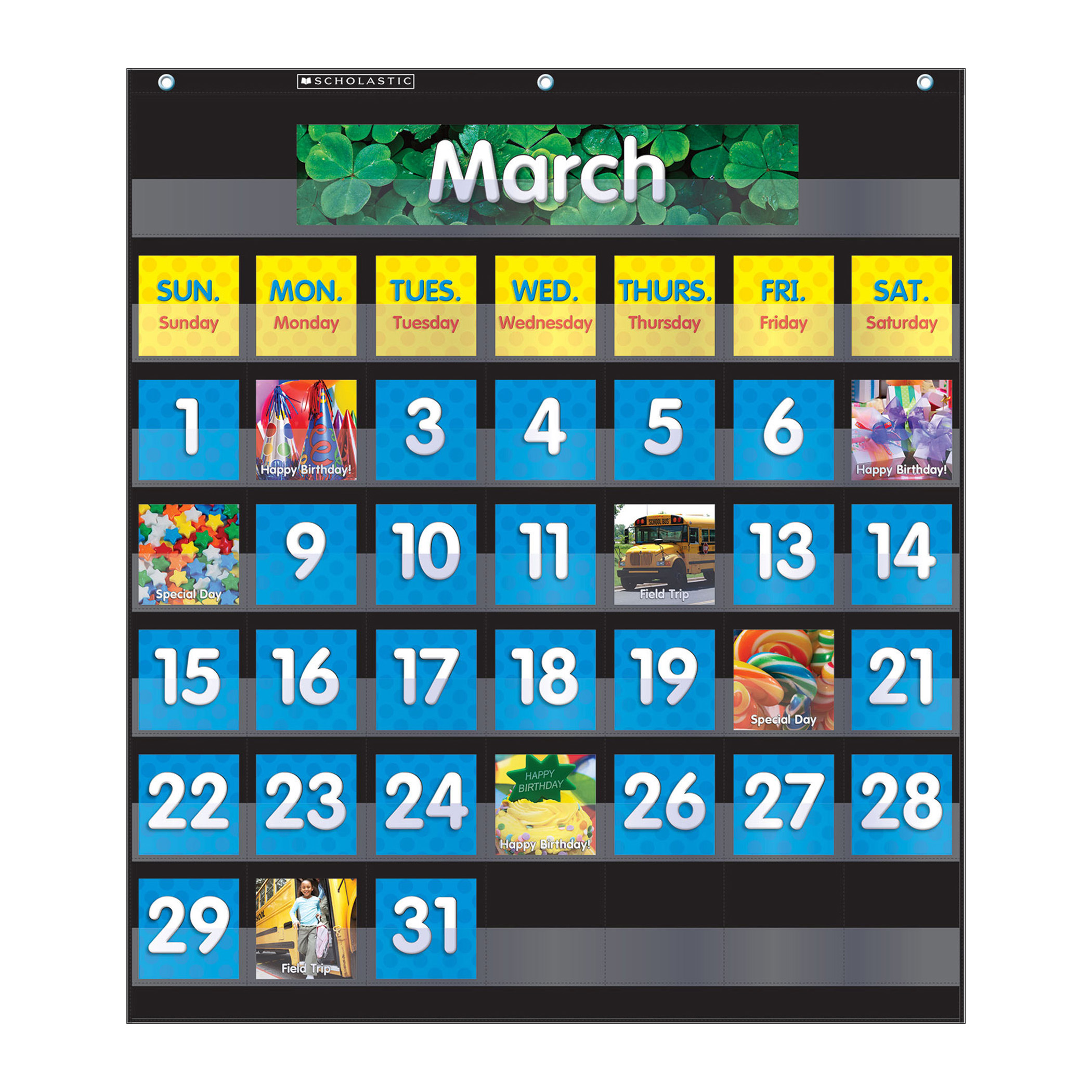 Pocket Chart Monthly Calendar Black Michaels Pocket Chart Monthly Calendar Black Michaels